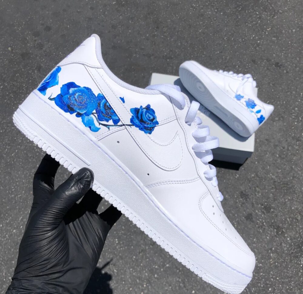 Delicate Blue Rose Design Nike Air Force 1