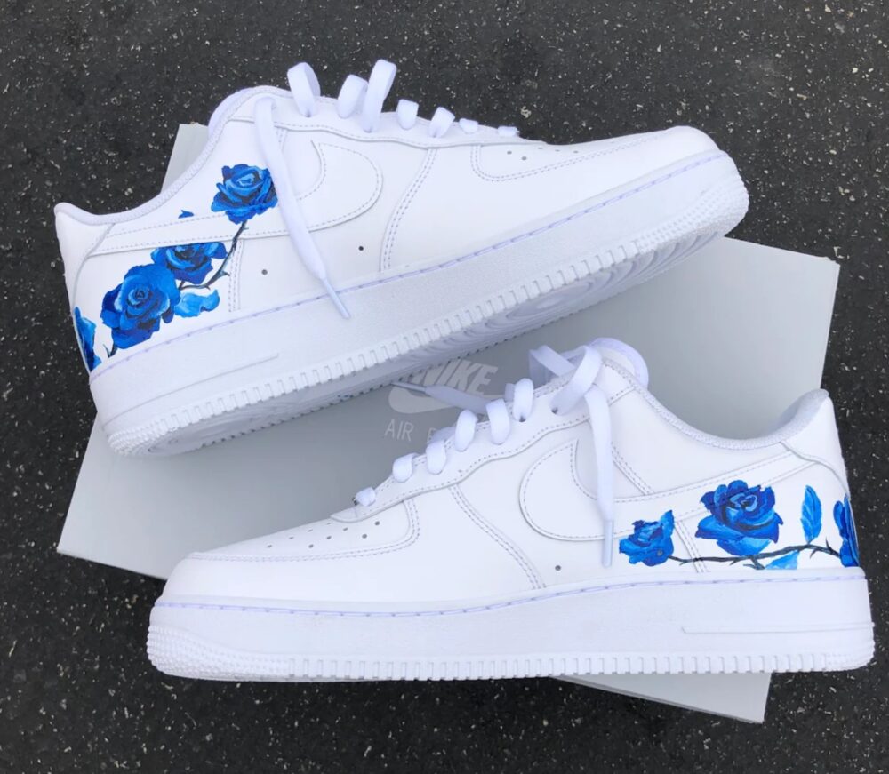 Delicate Blue Rose Design Nike Air Force 1 2