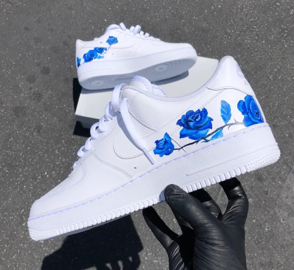 Delicate Blue Rose Design Nike Air Force-1