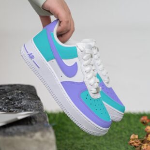 Custom Purple Green Air Force 1 Hand Painted Purple Shoes a