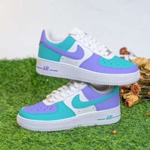 Custom Purple Green Air Force 1 Hand Painted Purple Shoes c