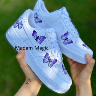 Hand Painted Custom Air Force 1 Low Purple Butterfly AF1 b