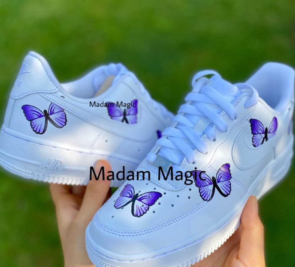 Hand Painted Custom Air Force 1 Low Purple Butterfly AF1 c