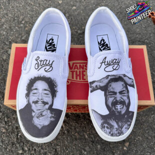 Post Malone Stay Away White Slip On Vans 1