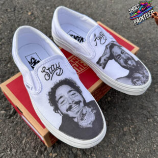 Post Malone Stay Away White Slip On Vans 2