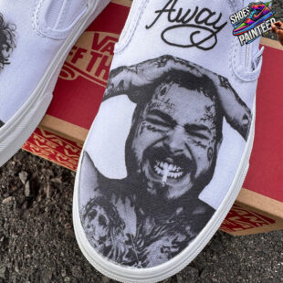 Post Malone Stay Away White Slip On Vans 3